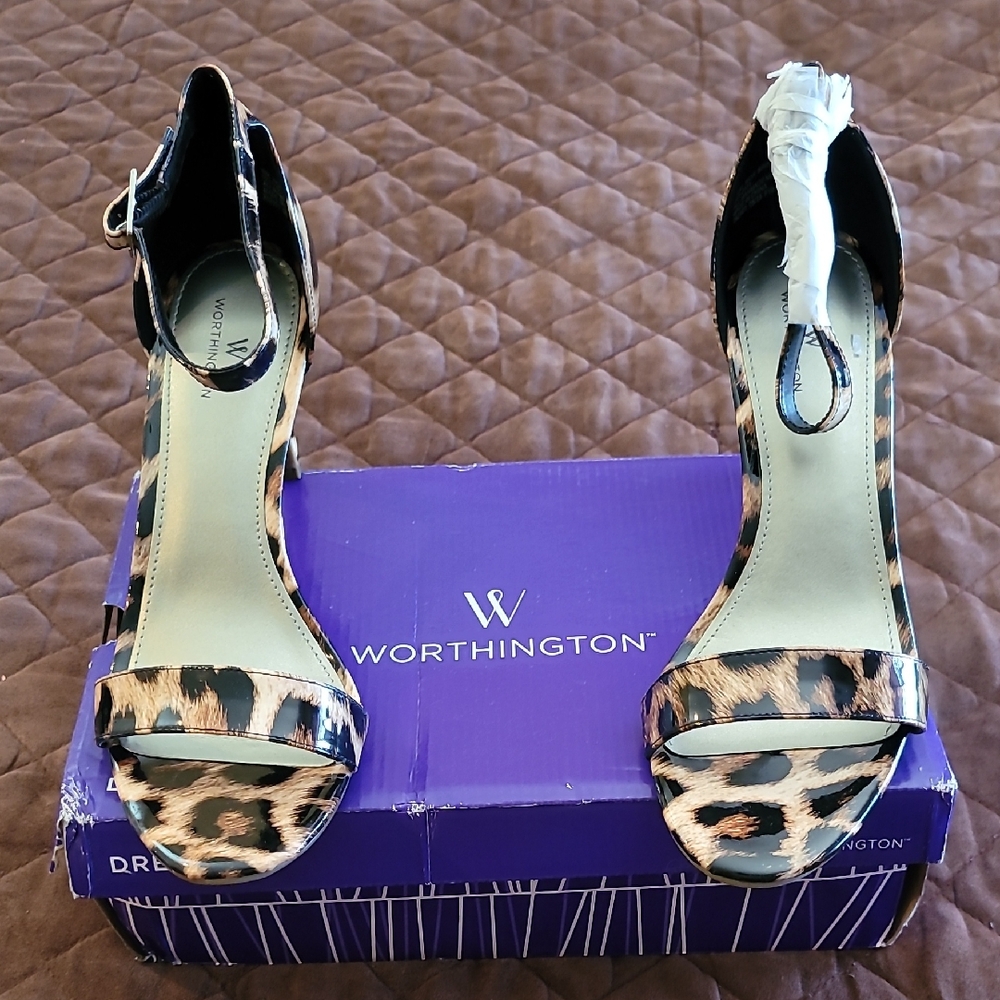 Worthington Animal Print Open-Toe Heels